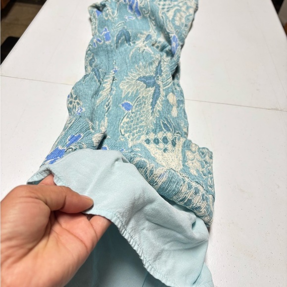 Abercrombie & Fitch Teal Floral Wide-Leg Pants - Picture 3 of 10